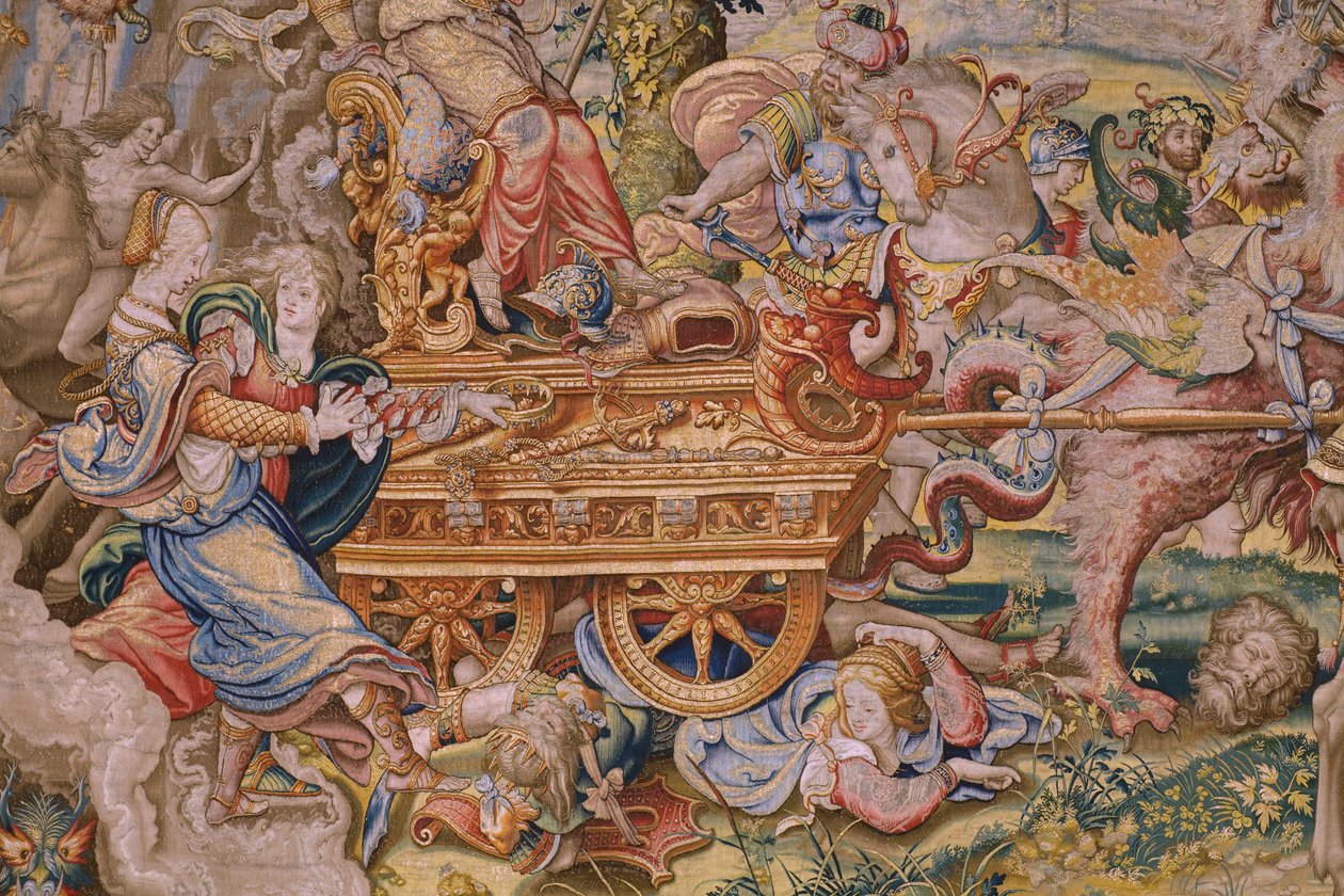 Flemish tapestry. Series The seven capital sins (De zeven hoofdzonden): Vanity (hoogmoed). Cartoonist Pieter Coecke van Aelst. Atelier of Brussels. Ca 1542-1544.   1319309   no       norwegian Successfully Translated  Original: Portrait of a Noblewoman, Pr av Pieter Coecke van Aelst