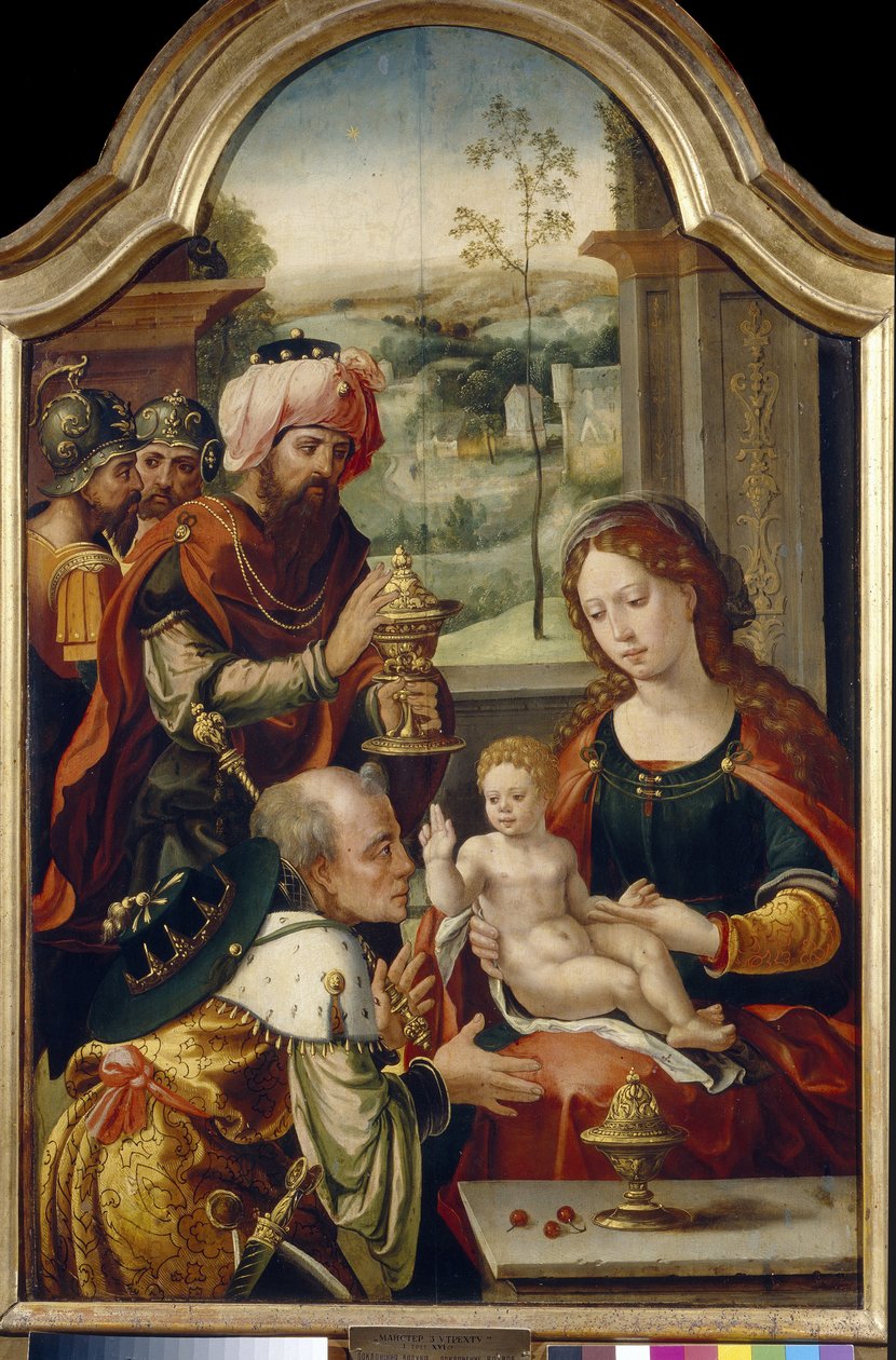 Tilbedelsen av magiene. Maleri av Pieter Coecke van Aelst den eldre (1502-1555), olje på tre, første halvdel av 1500-tallet. flamsk primitiv kunst. Statens kunstgalleri, Lviv (Ukraina). av Pieter Coecke van Aelst