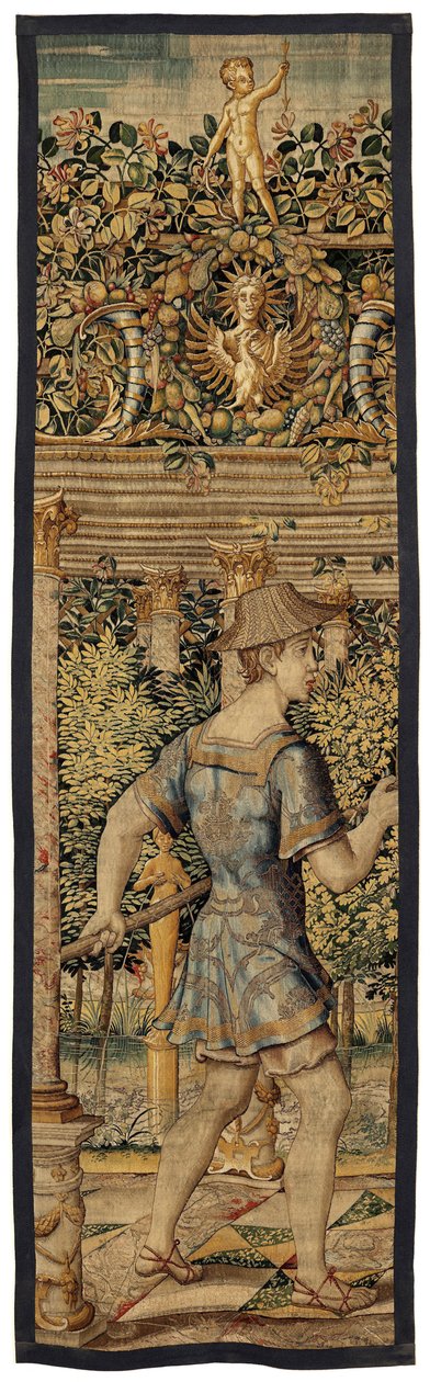 Vertumnus og Pomona: Vertumnus forvandlet til en fisker, ca. 1550 (gull, ull og silke) av Pieter Coecke van Aelst