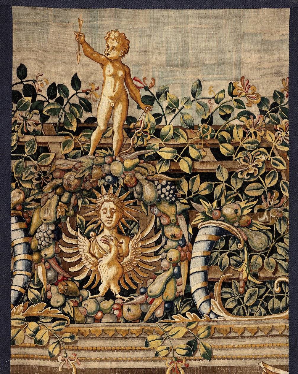 Vertumnus og Pomona: Vertumnus forvandlet til en fisker, ca. 1550 (gull, ull og silke) av Pieter Coecke van Aelst