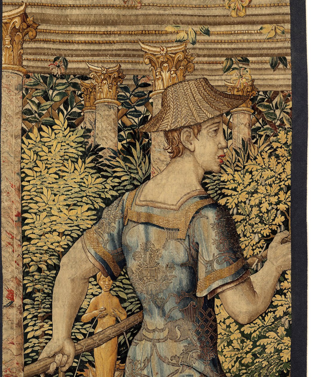 Vertumnus og Pomona: Vertumnus forvandlet til en fisker, ca. 1550 (gull, ull og silke) av Pieter Coecke van Aelst