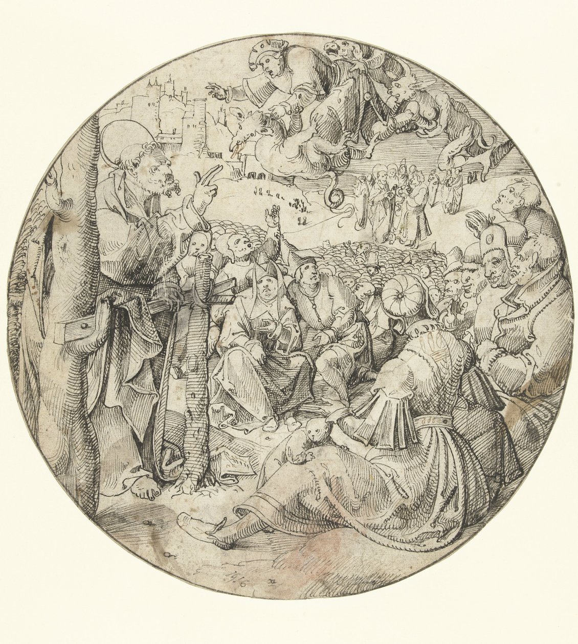 Peter forårsaker Simon tryllekunstnerens fall av Pieter Cornelisz. genaamd Kunst