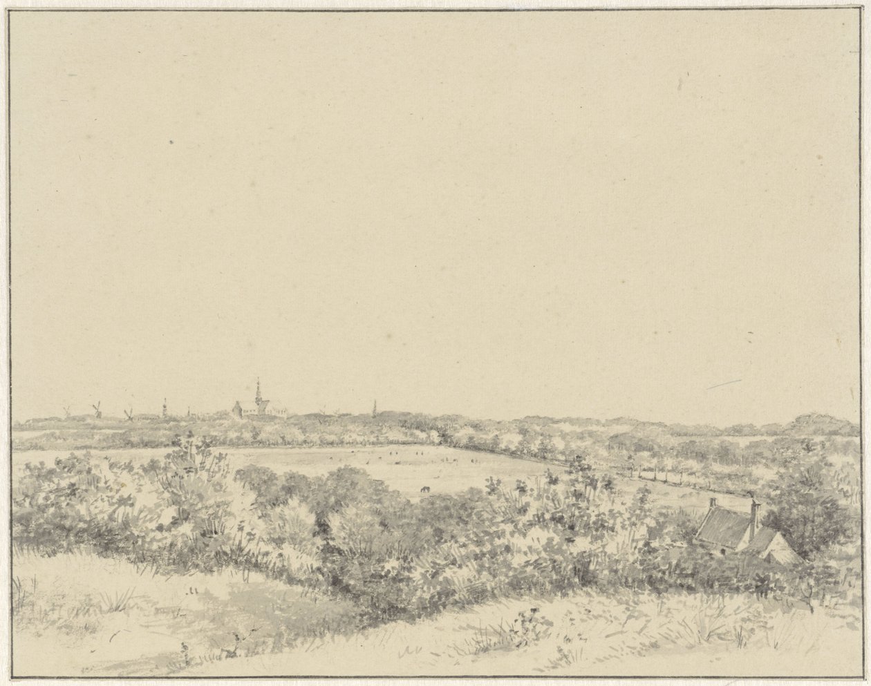 Utsikt over Haarlem, sett fra sanddynene av Pieter Ernst Hendrik Praetorius