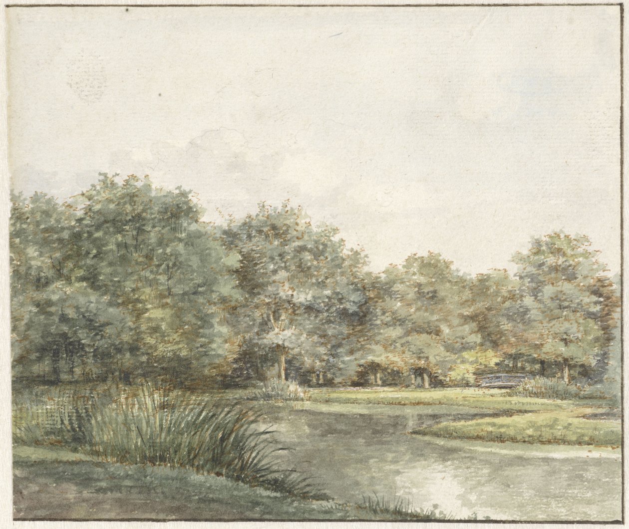 Landskap med trær ved vannet av Pieter Ernst Hendrik Praetorius