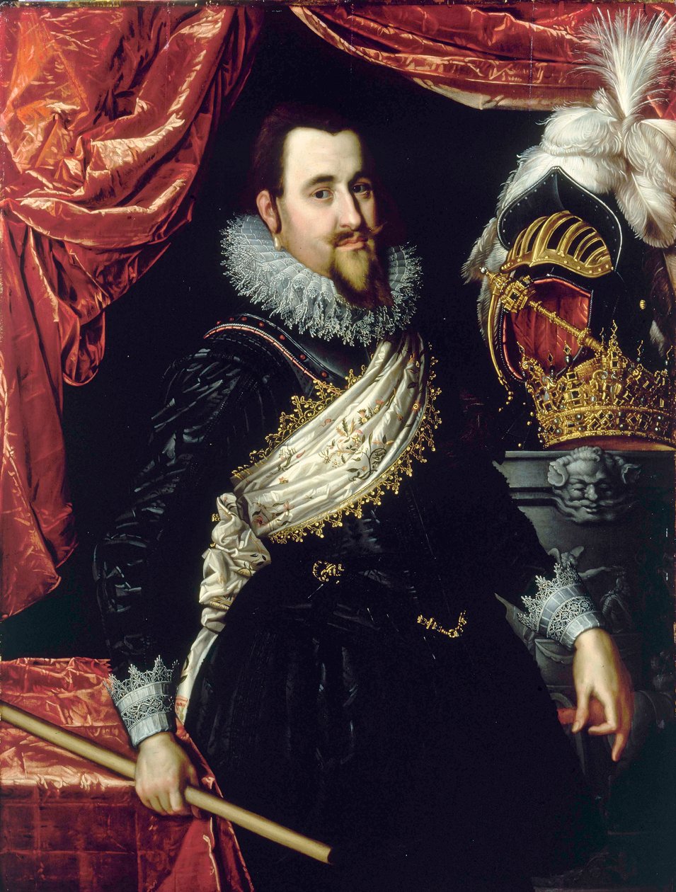 Portrett av Christian IV, konge av Danmark (1577-1648). Maleri av Pieter Isaacsz (1569-1625) ca 1615. Frederiksborg slott. Danmark. av Pieter Fransz. Isaacsz.