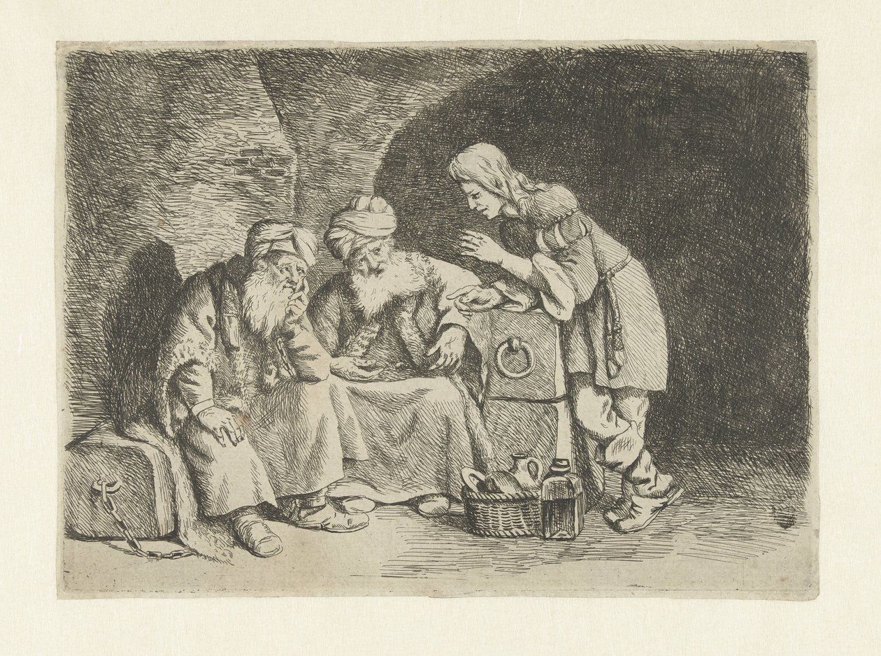 Joseph forklarer drømmene til bakeren og munnkaret av Pieter Fransz de Grebber