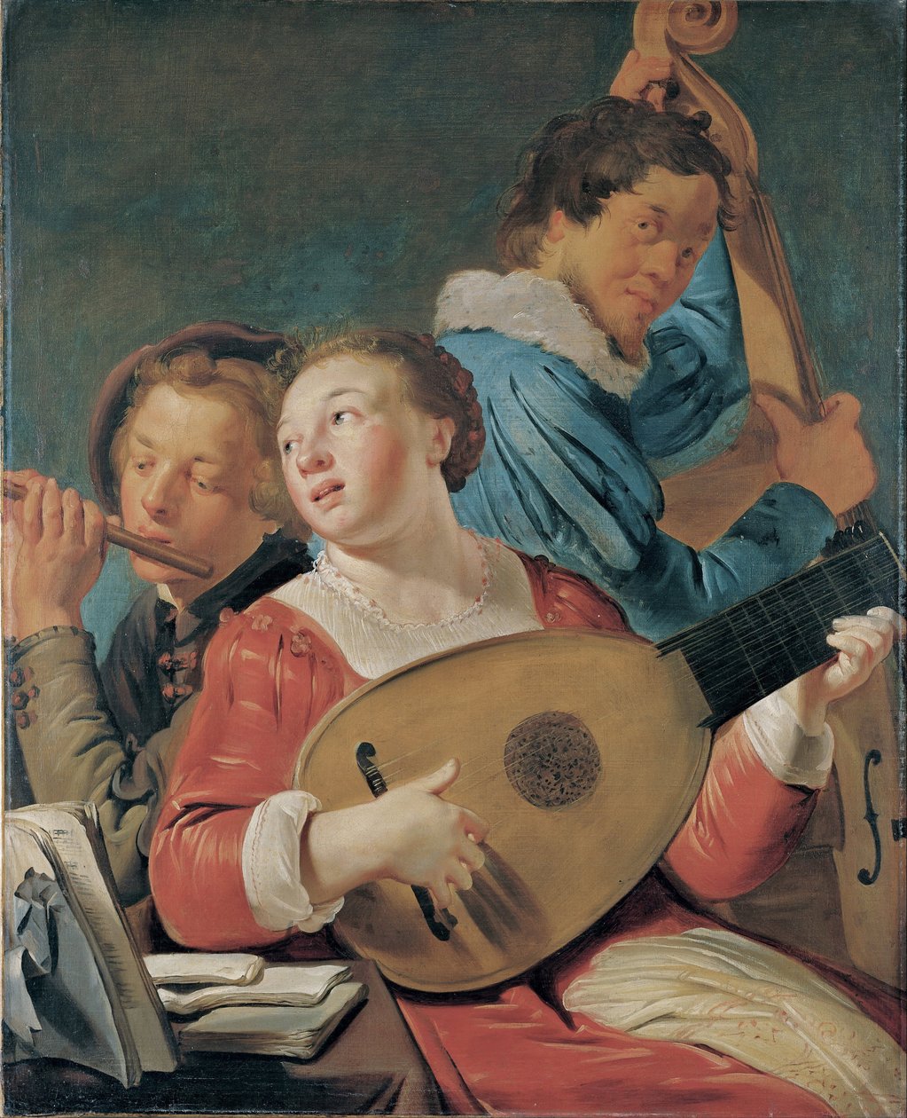 Musiciens - Peinture de Pieter Fransz de Grebber (vers 1600-1653), Krijge sur toile, vers 1623, 91x73,7 cm - Musikere, Olje på lerret av Pieter Fransz de Grebber - Museo de Bellas Artes de Bilbao av Pieter Fransz. de Grebber