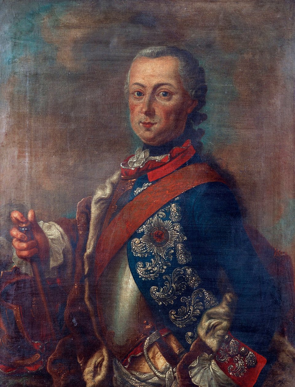 Frederic II av Preussen, kjent som Frederik den Store - Portrett av Fredrik II av Preussen (1712-1786) av Pieter Frederik De la Croix (1709-1782), - Olje på lerret, 51x39 - Privat samling av Pieter Frederik de la Croix