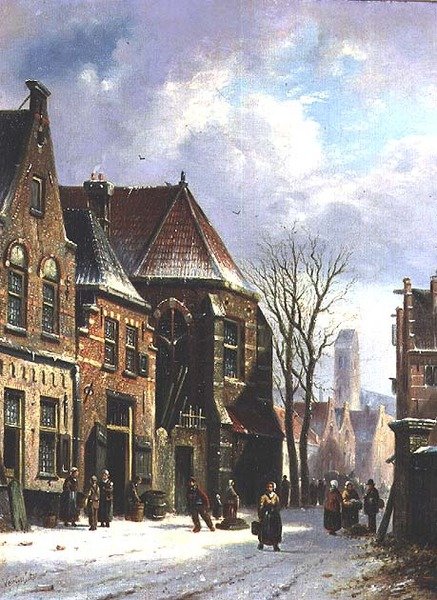 En nederlandsk gatescene av Pieter Gerard Vertin