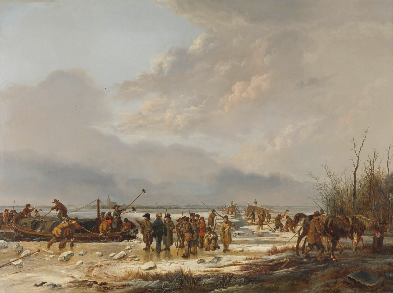 Breaking the Ice on the Buttermilk Ditch, Naarden, januar 1814 av Pieter Gerardus van Os