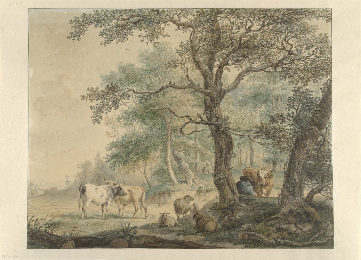 Landskap med to gjetere med storfe av Pieter Gerardus van Os