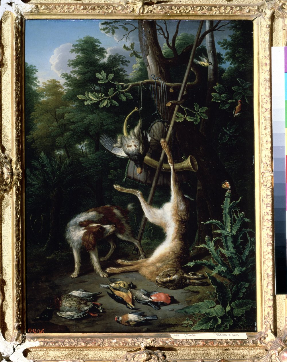 ""Jakthund og fuglevilt"" (Hund og fuglevilt) Maleri av Peter Gysels (1621-1691) 1600-tallet. Pushkin-museet, Moskva av Peeter Gijsels