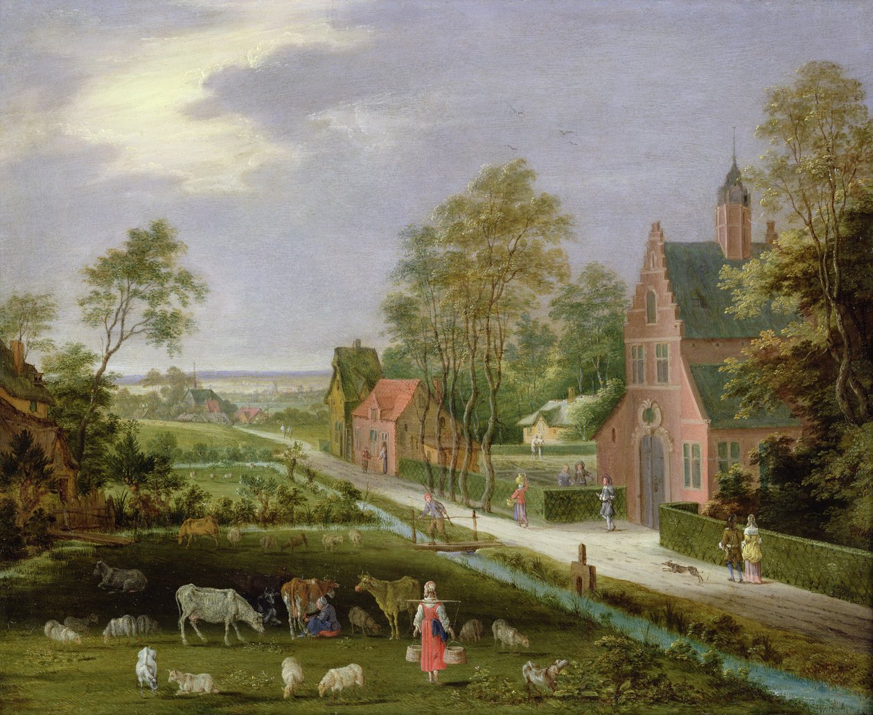 Landsbylandskap (olje på kobber) av Peeter Gijsels