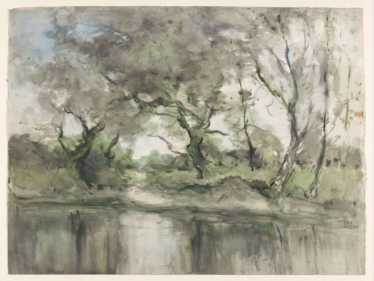 Trær ved vannkanten av Pieter H.J.J. Ras (signed by artist)