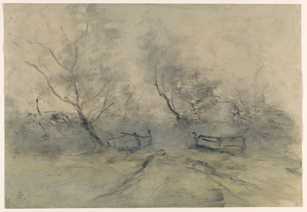 Skogkant med gjerde av Pieter H.J.J. Ras (signed by artist)