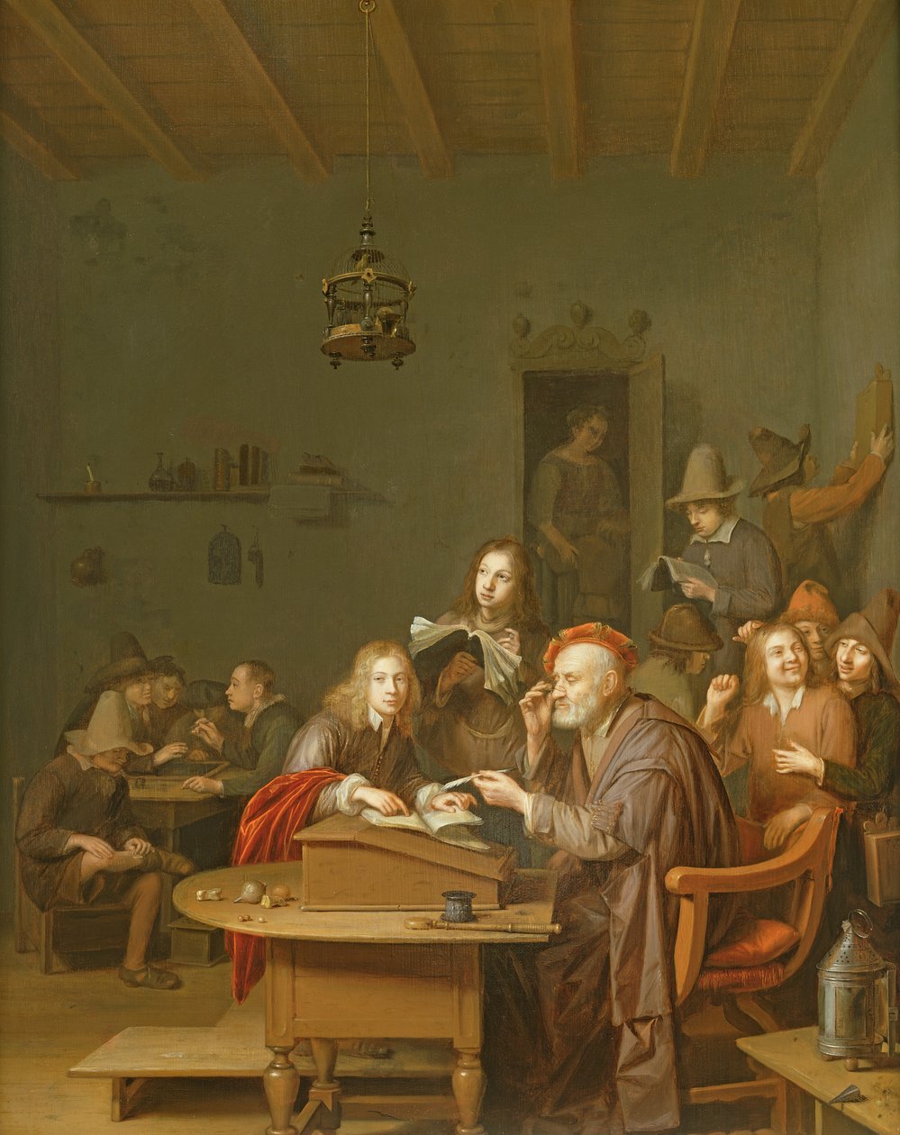 Interiør i et skolerom av Pieter Harmansz Verelst