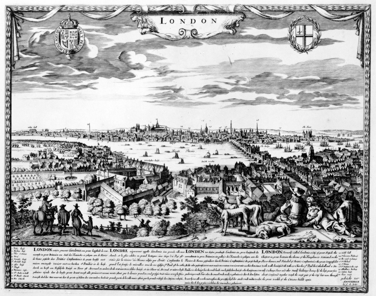 Utsikt over London, ca. 1700 av Pieter Hendricksz Schut