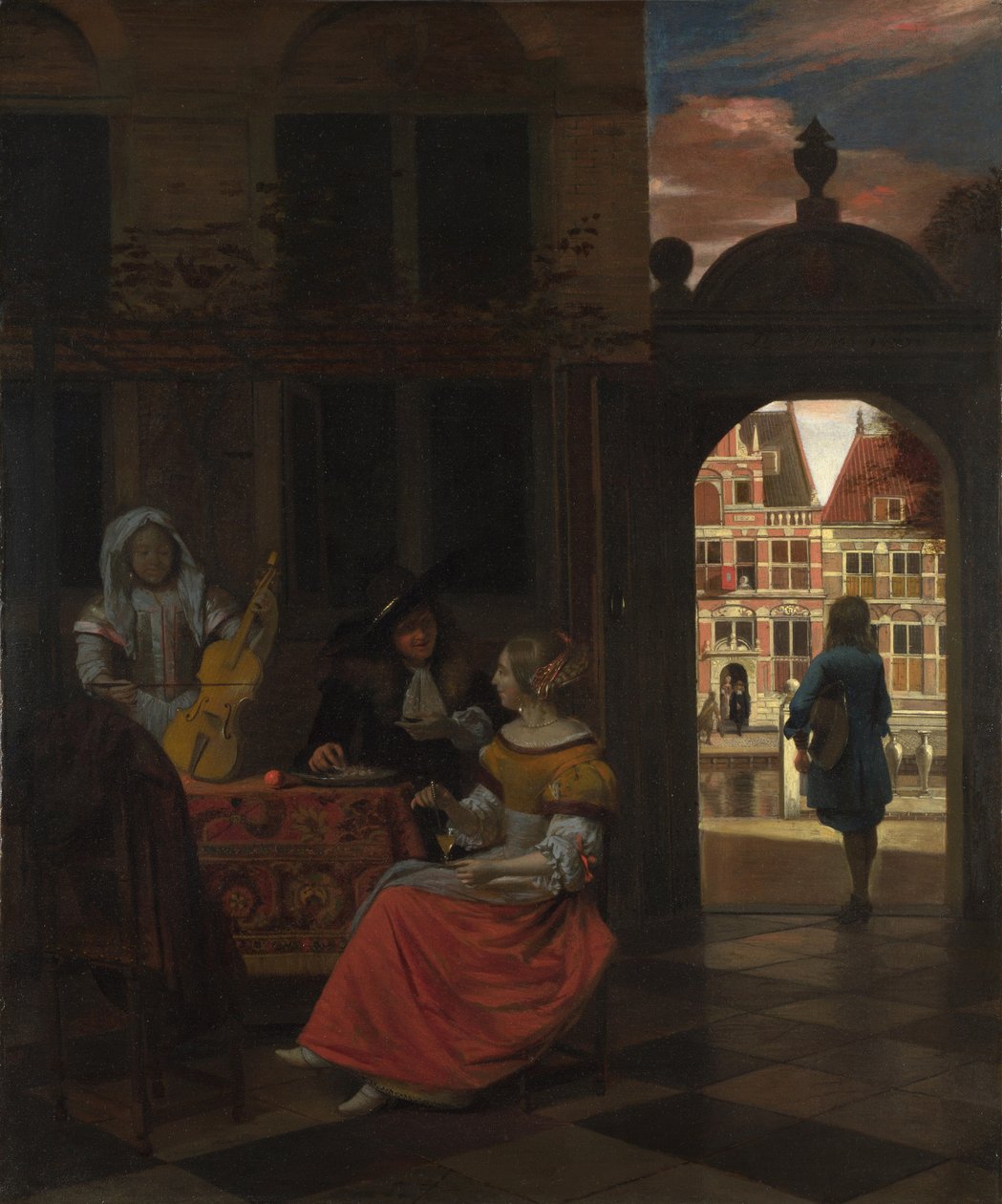En musikalsk fest i en gårdsplass, 1677 av Pieter Hooch de