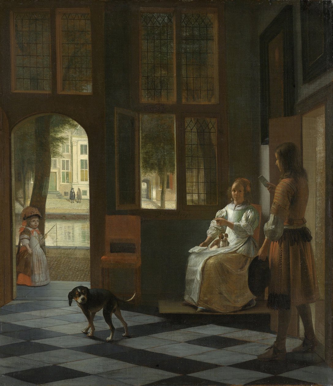 En kvinne som regisserer en ung mann med et brev, 1670 av Pieter Hooch de