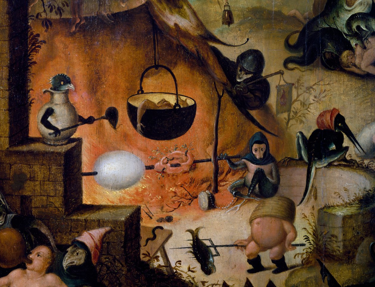 Helvete, detalj av Last Judgment, ca 1554, maleri av Pieter Huys (ca 1520-ca 1584), olje på panel av Pieter Huys