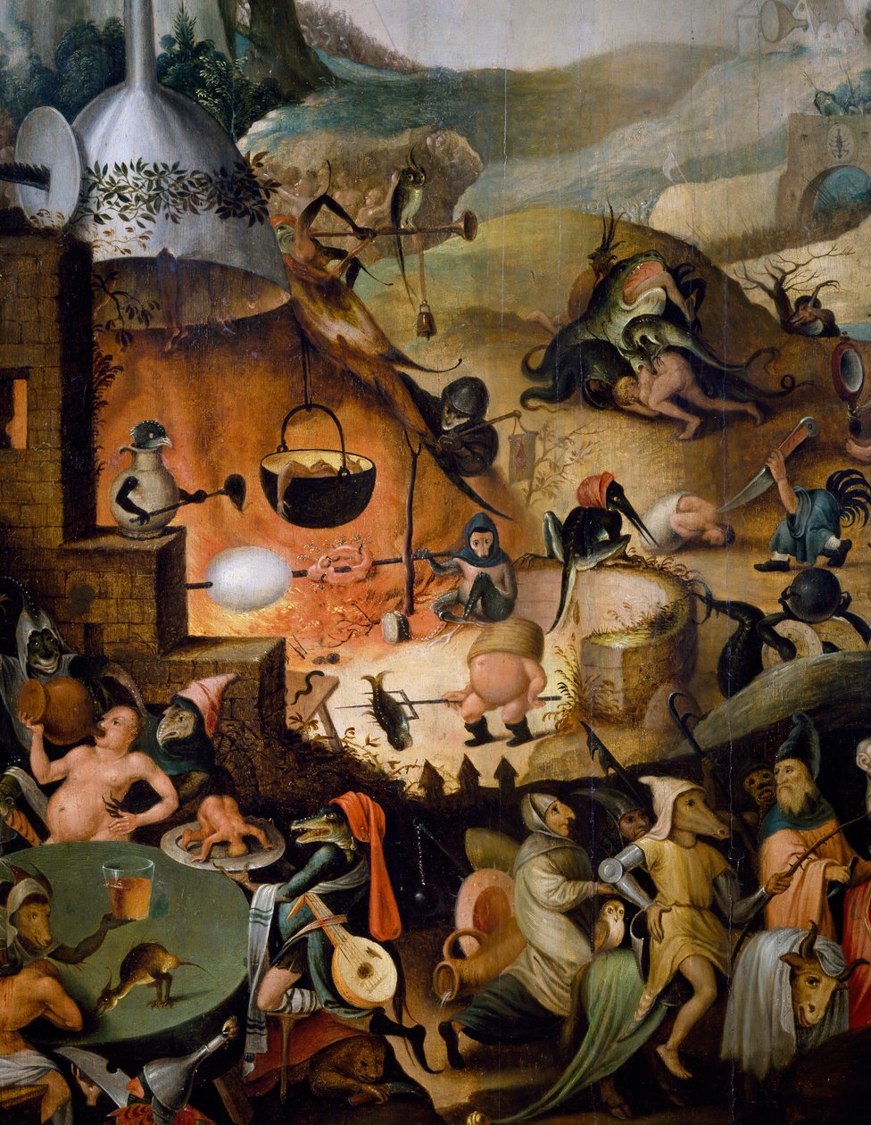 Helvete, detalj av Last Judgment, ca 1554, maleri av Pieter Huys (ca 1520-ca 1584), olje på panel av Pieter Huys