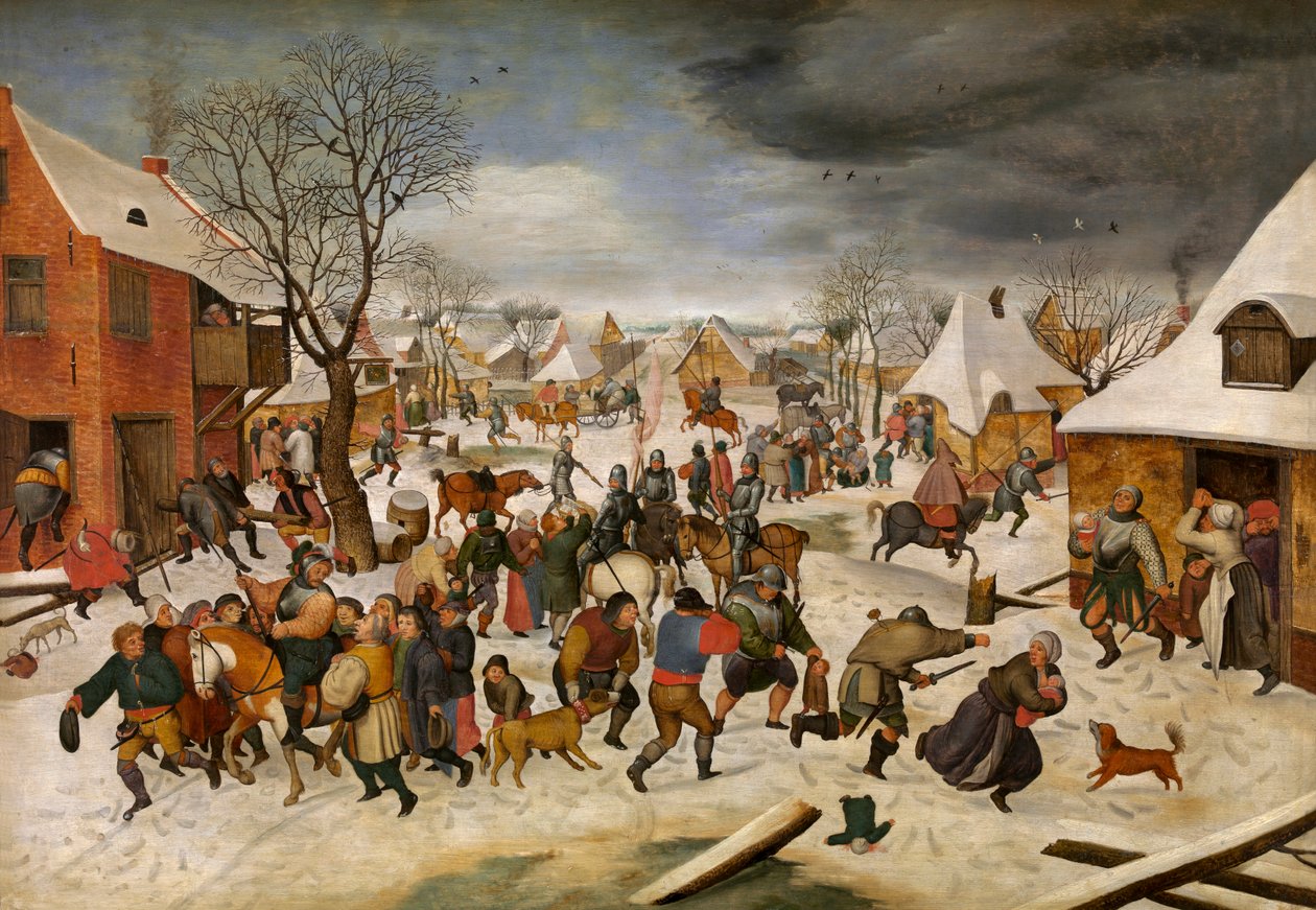 The Massacre of the Children i Betlehem (olje på panel) av Pieter III Brueghel