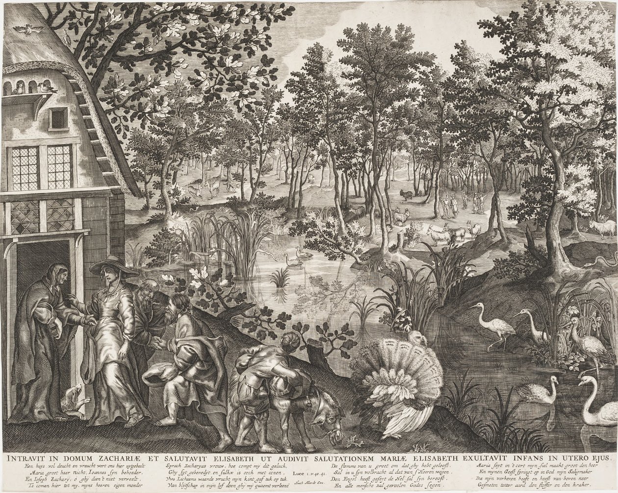 Besøket i et treaktig landskap av Pieter II de Jode