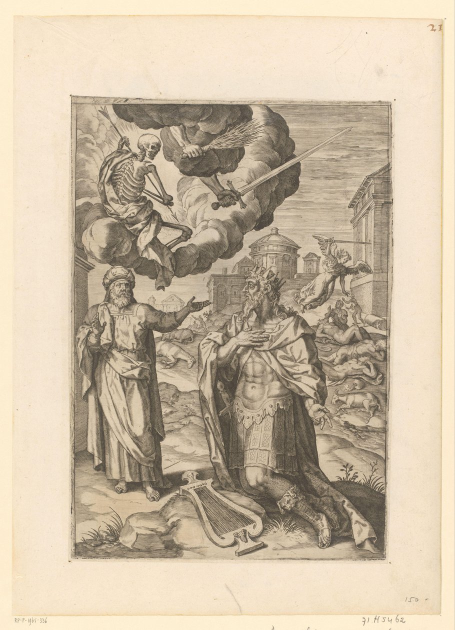 David og Salomo ber om slutten på Israels straff av Pieter Jalhea Furnius (possibly)