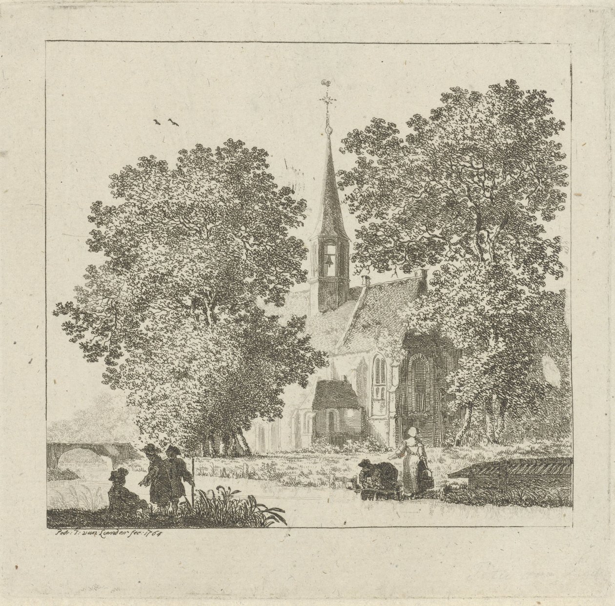 Utsikt over en kirke av Pieter Jan van Liender