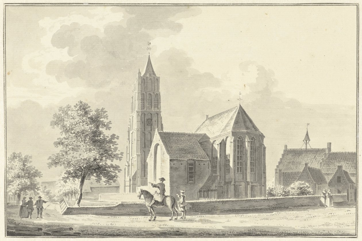 Kirke og rådhus i Heukelom av Pieter Jan van Liender