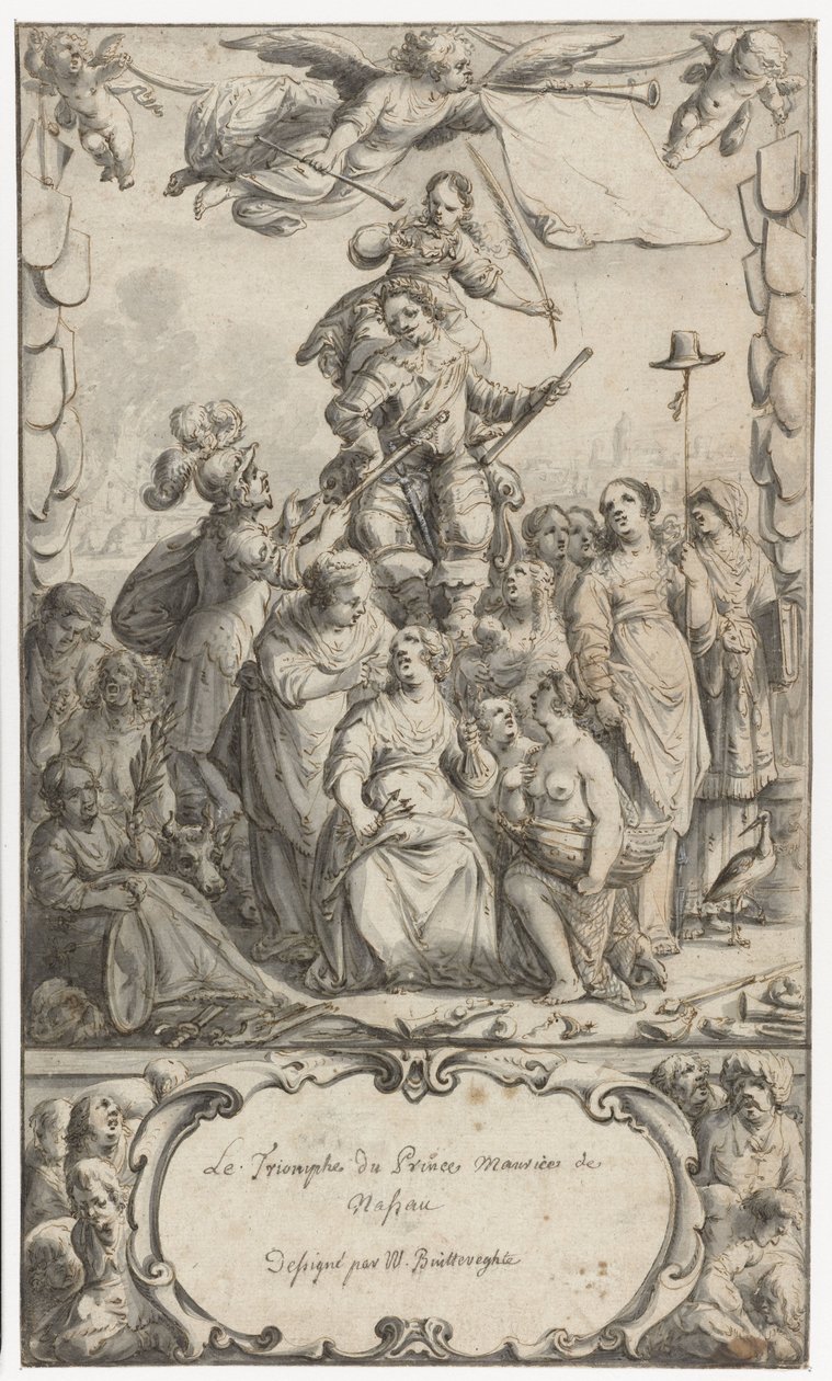 Frontispice Design for Frederick Hendrick van Nassauw av Pieter Jansz