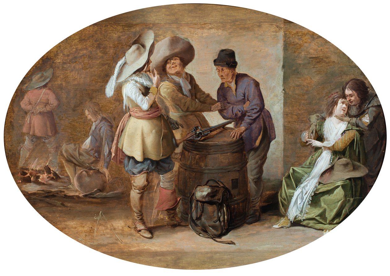Interiøret i et vaktrom (olje på panel) av Pieter Jansz. Quast