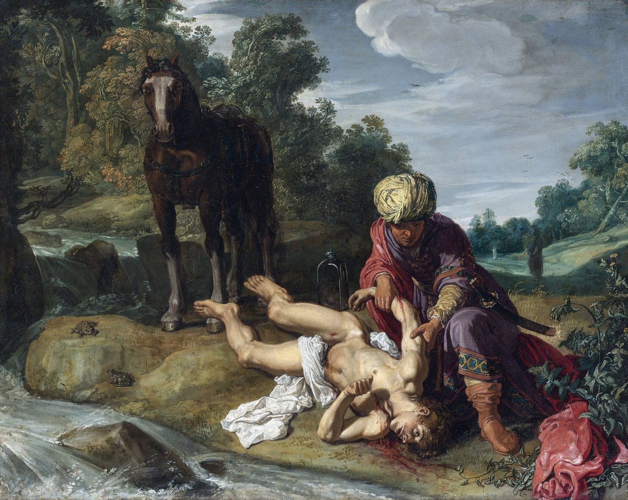 Bon Samaritain - Den barmhjertige samaritan - Peinture de Pieter Pietersz Lastman (1583-1633), ca. 1612 - Olje på lerret av Pieter Lastman