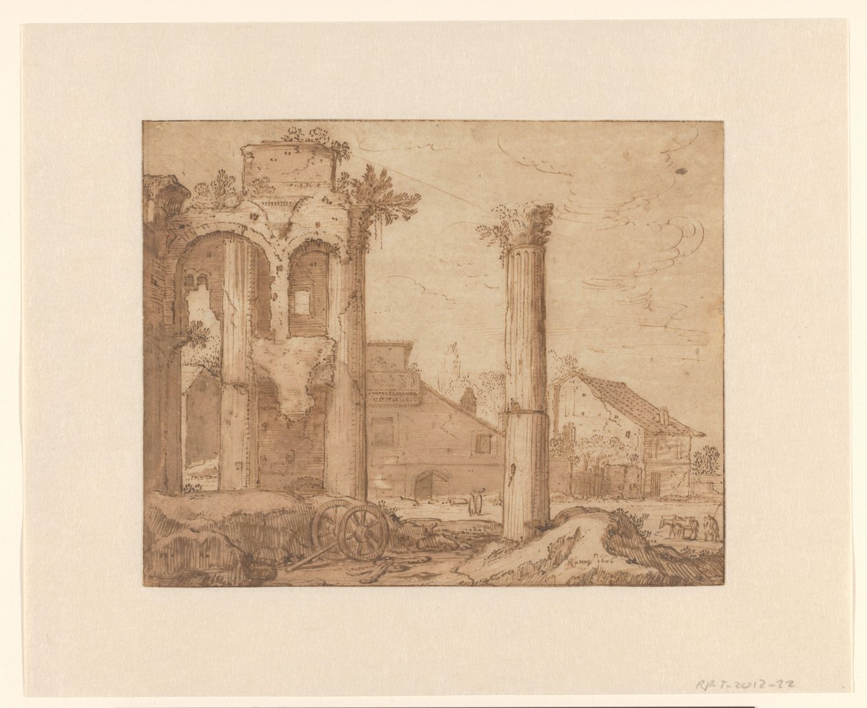 Forum of Nerva i Roma, sett fra Minervas tempel av Pieter Lastman