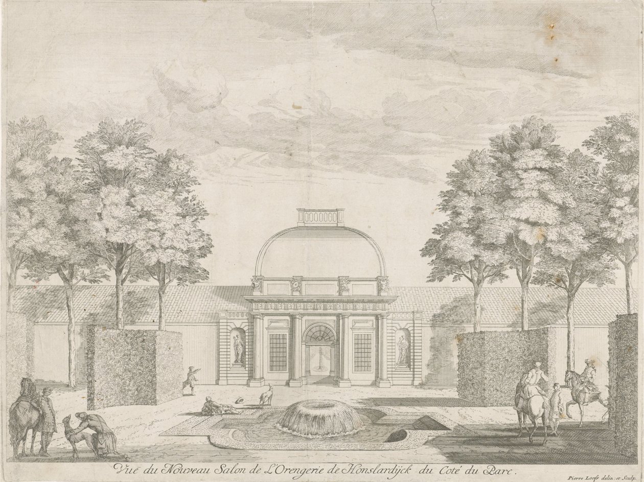 Orangery of Honselersdijk, sett fra parken Vue du Nouveau Salon de l