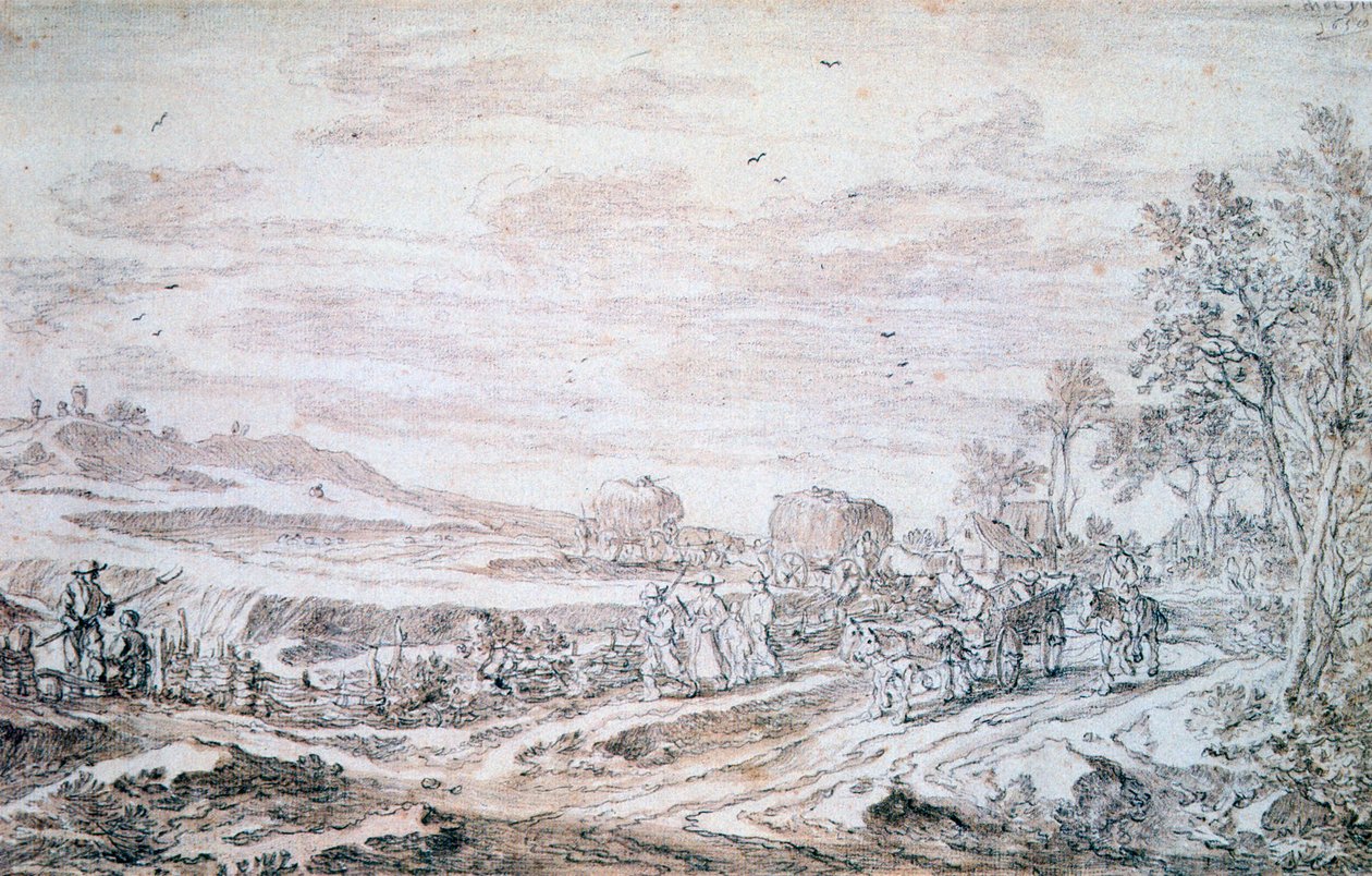 Landskap med høstere, c1615-1661 av Pieter Molijn