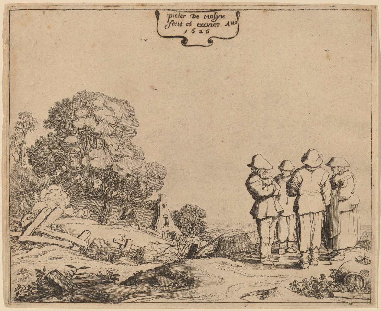 Tre bønder og en kvinne av Pieter Molijn