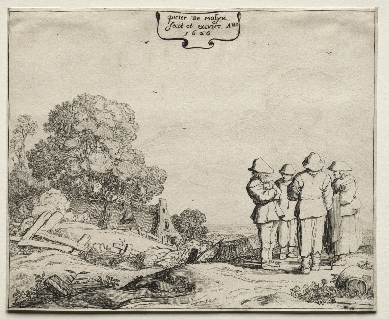 Landskap med fire bønder i samtale, 1626. av Pieter Molyn