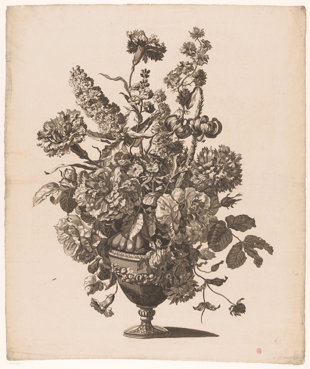 Vase med blomster Vase med blomster (serietittel) av Pieter Mortier (I) (possibly)