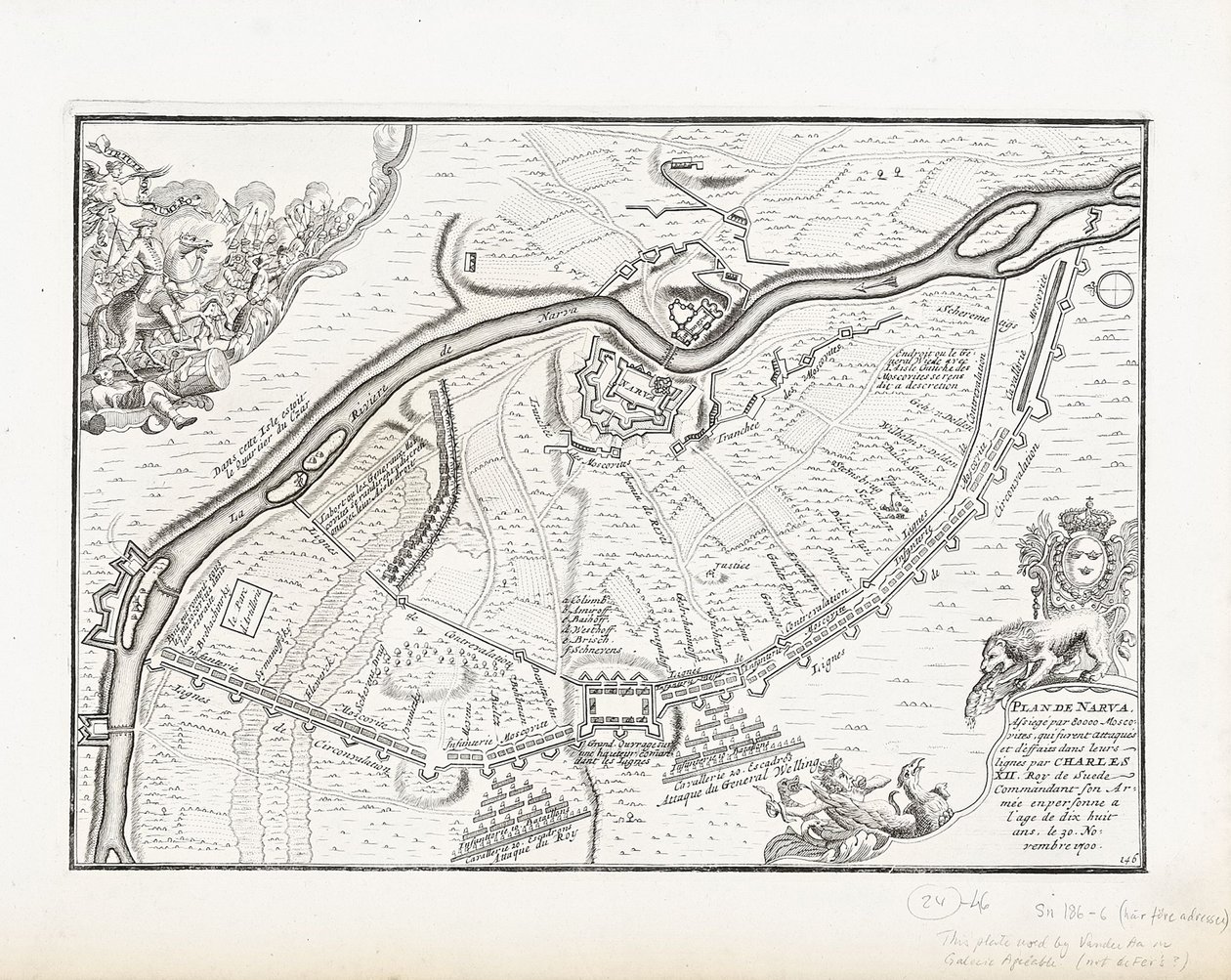 Kart over Narva i 1700 av Pieter Mortier