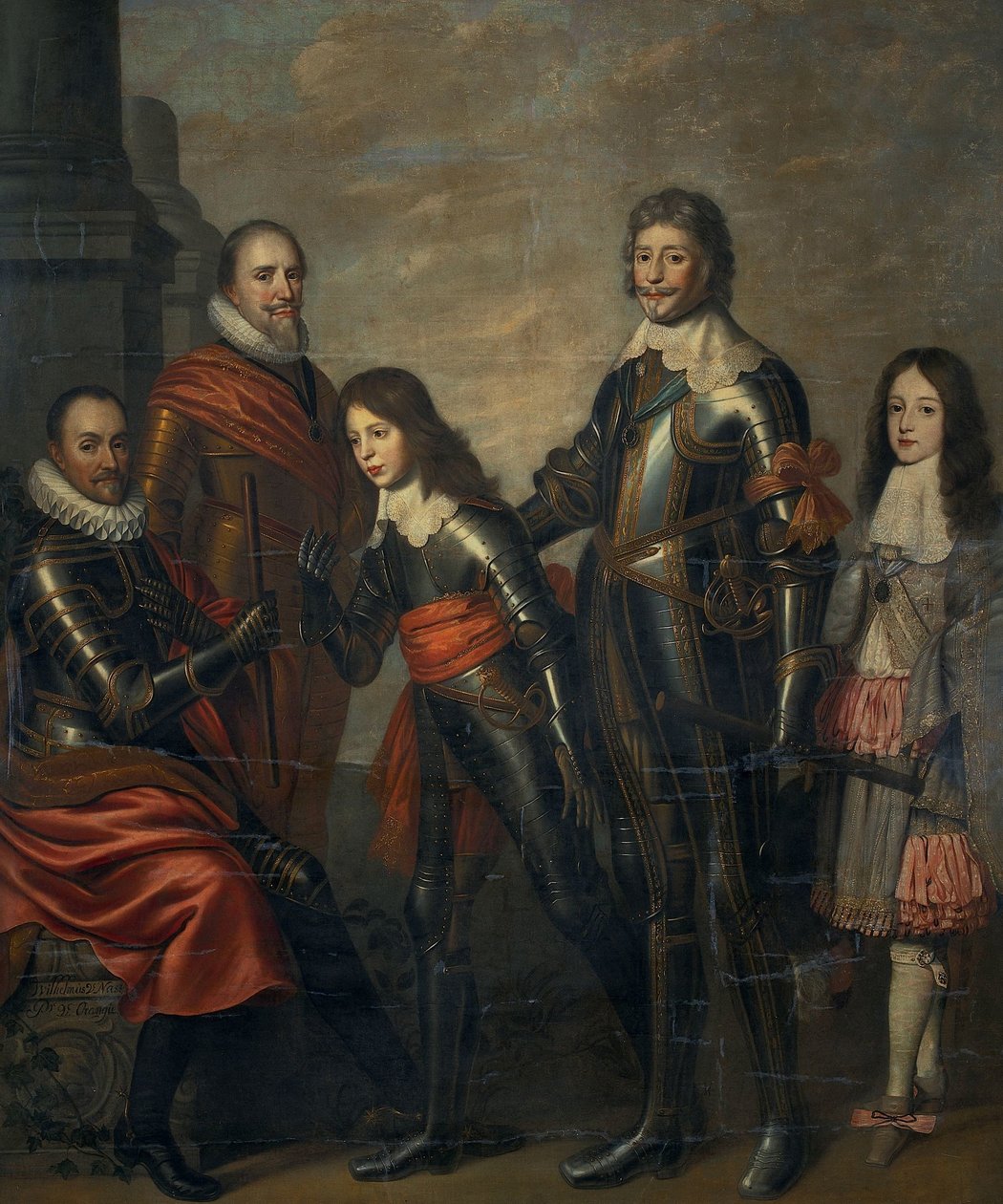 Fire generasjoner av prinsene av Orange: William I, Maurice og Frederick Henry, William II og William III av Pieter Nason