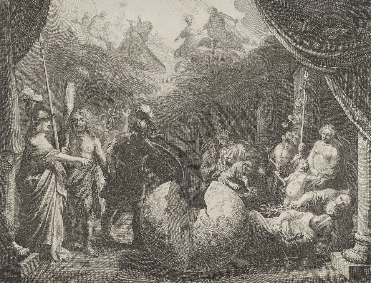 Plate 11: Allegory on the Discord in France, fra Caspar Barlaeus, Medicea Hospes, 1638. av Pieter Nolpe