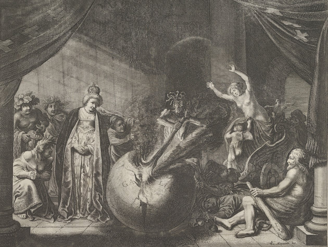 Plate 9: Allegory on the Discord in France, fra Caspar Barlaeus, Medicea Hospes, 1638. av Pieter Nolpe