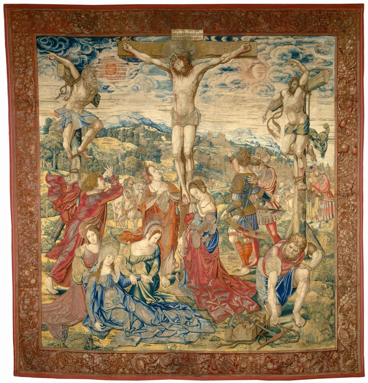 Korsfestelsen av Pieter Pannemaker I after Bernard van Orley