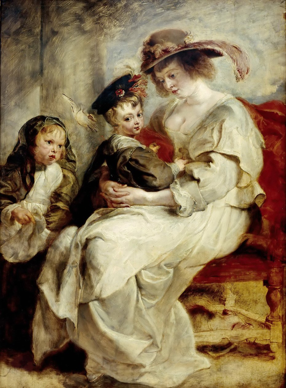 Helena Fourment med to av barna hennes, ca 1636. av Pieter Paul Rubens