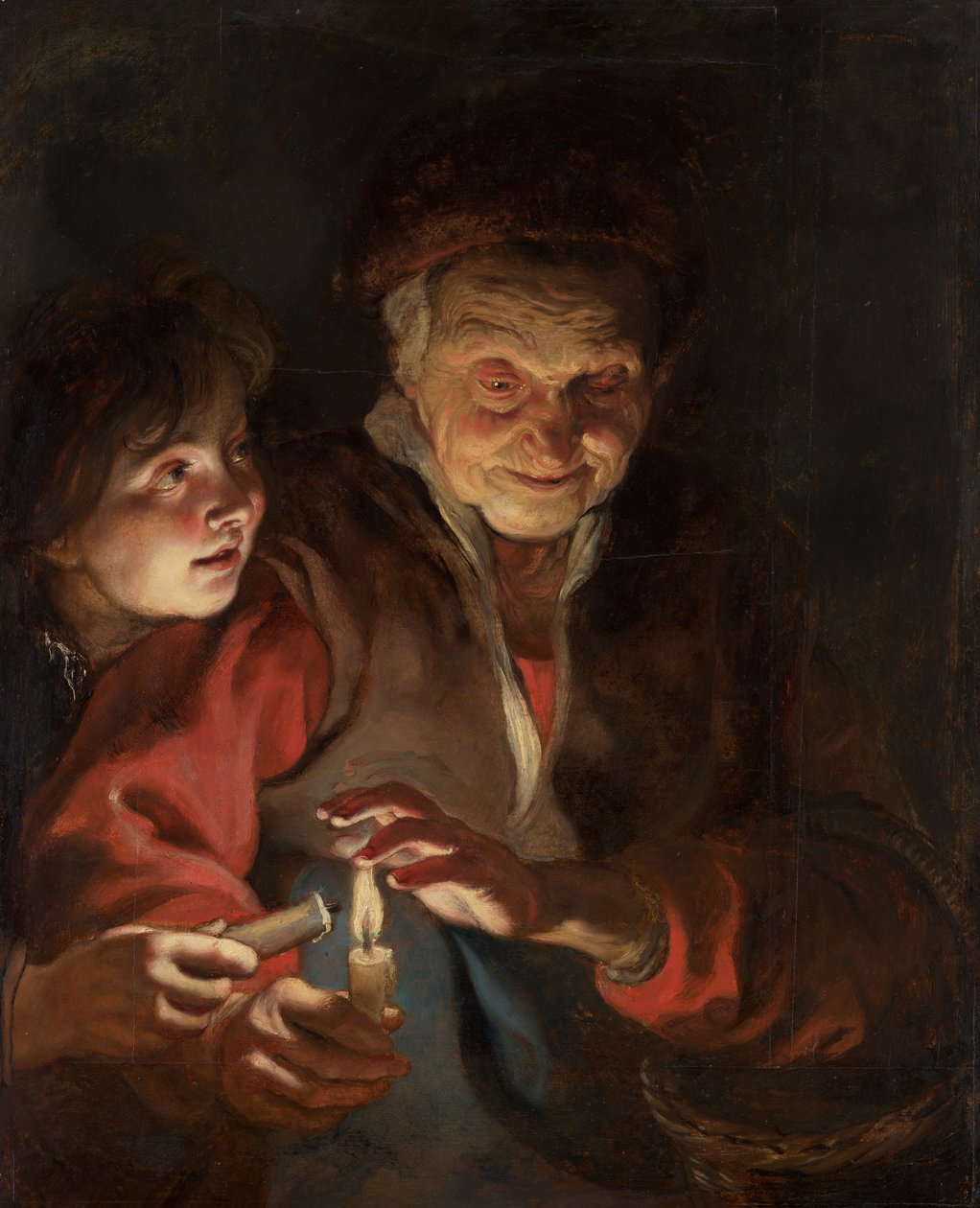 Gammel kvinne og gutt med stearinlys, ca. 1616-1617. av Pieter Paul Rubens