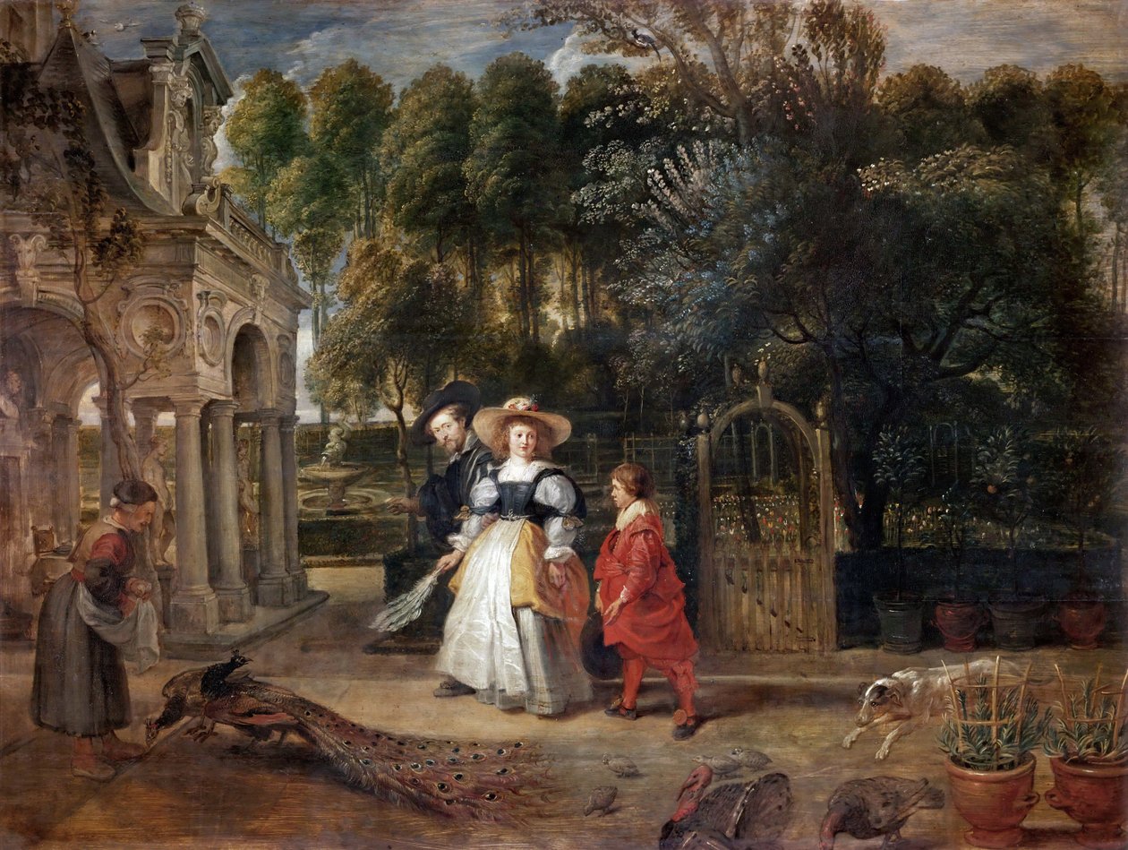 Rubens og Helene Fourment i hagen, ca 1631. av Peter Paul Rubens