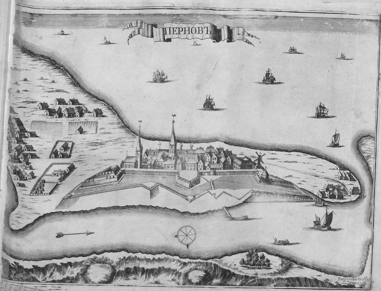 Utsikt over beleiringen av Pärnu i august 1710, 1715 av Pieter Pickaert