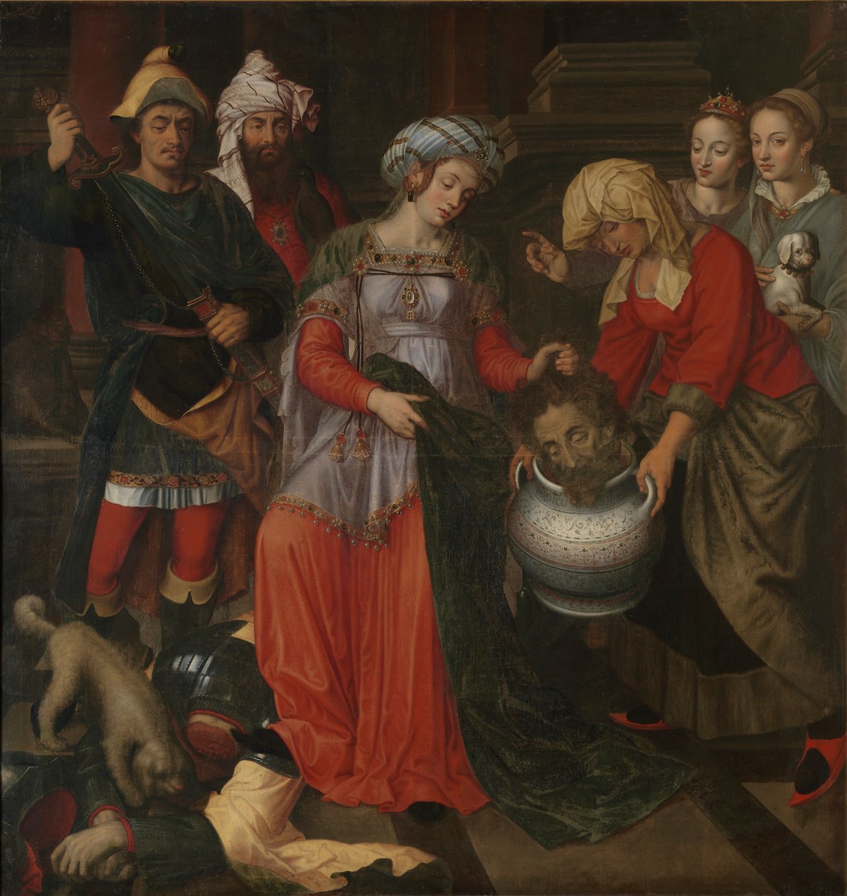 Tomyris mottar hodet til Kyros, 1610. av Pieter Pieters
