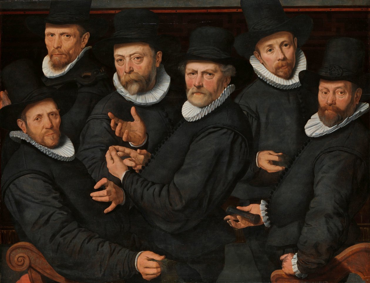 Six Wardens of the Drapers’ Guild Zes waardijns van de Lakenen, Amsterdam, 1599   1395711   no       norwegian Successfully Translated  Original: Architectuur en figuren Translat: Architectuur en figuren 1390609 no norwegian Successfully Translated Origina av Pieter Pietersz. (I)